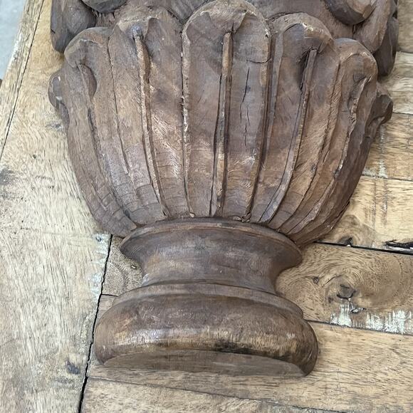 Antique Wooden Architectural Wall Shelf Sconce Hand Carved Primitive Set Of Two - Picture 4 of 16